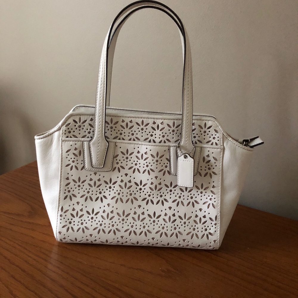 Small white Coach purse